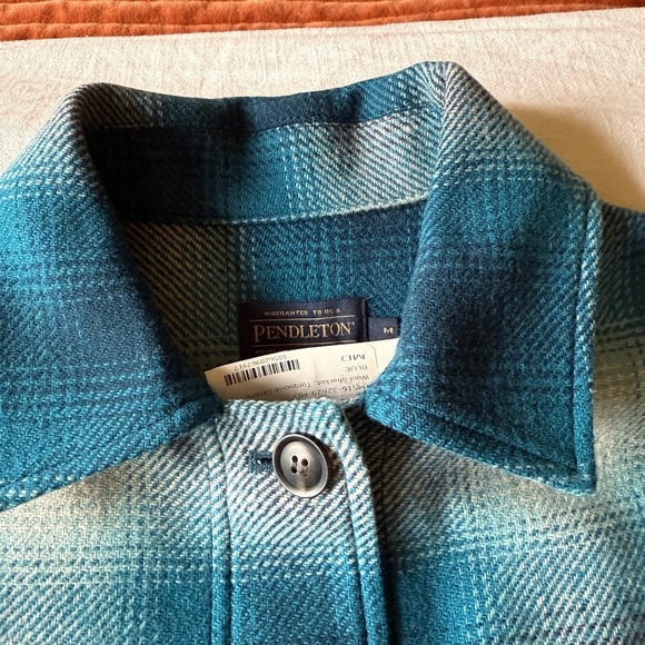 Pendleton Teal and White Plaid Shirt Jacket Shacket - Picture 7 of 10